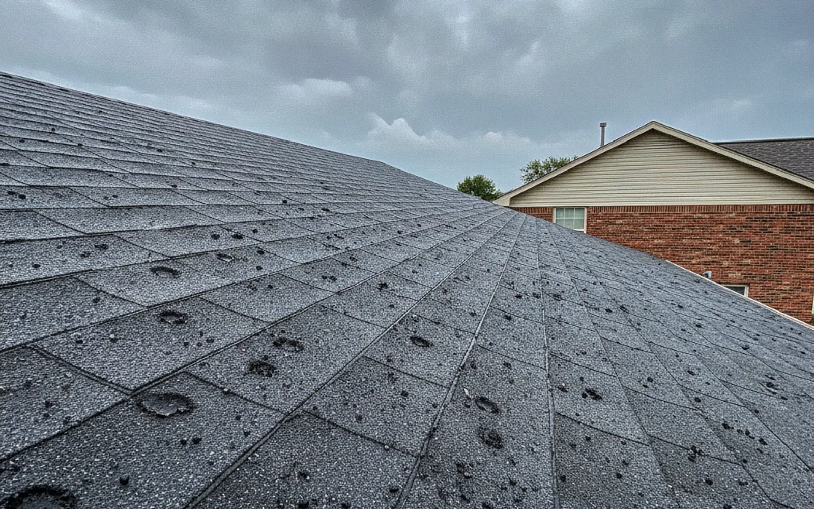 Hail-damaged shingles